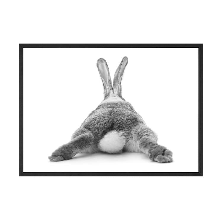 Bunny Bum print in a black frame, A1 mockup