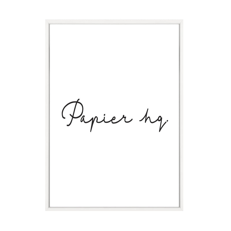 A black and white print with the word paper hy, available for delivery featuring the WHITE EMPTY FRAME by Art Prints.