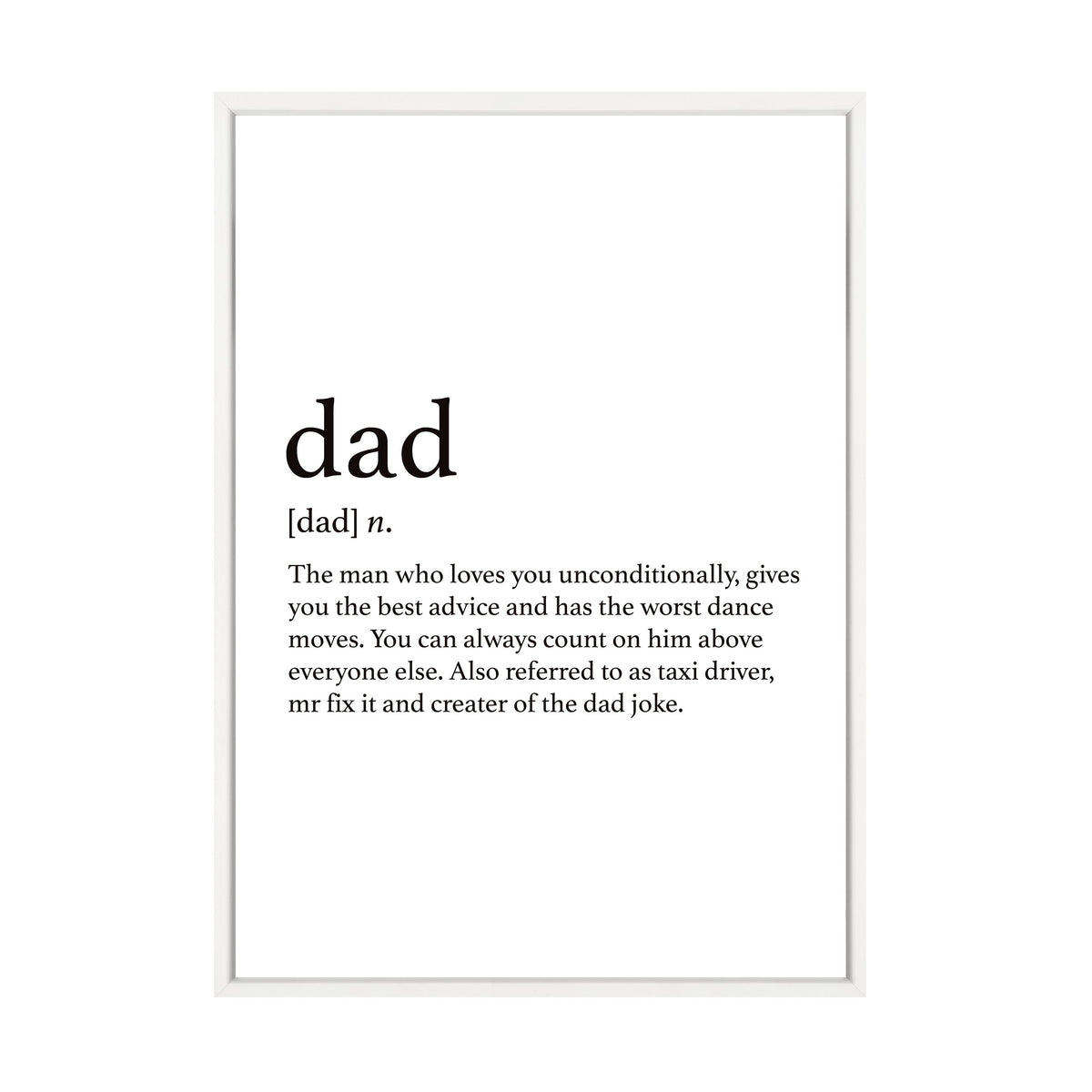 Dad print in a white frame, A1 mockup