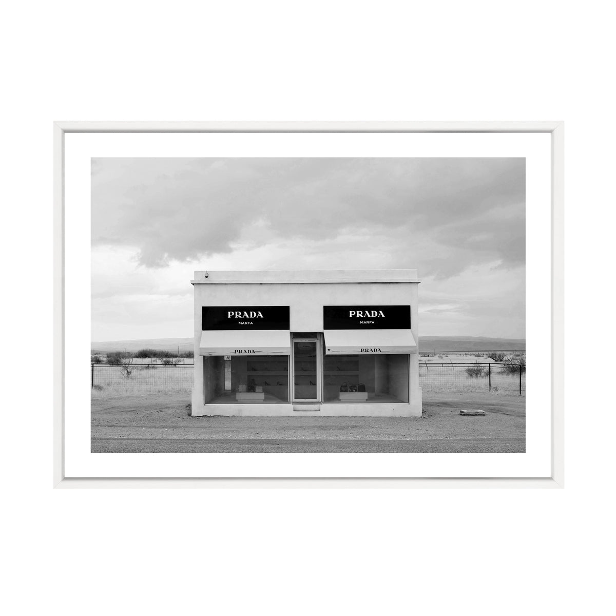 Marfa print in a white frame at A1 size