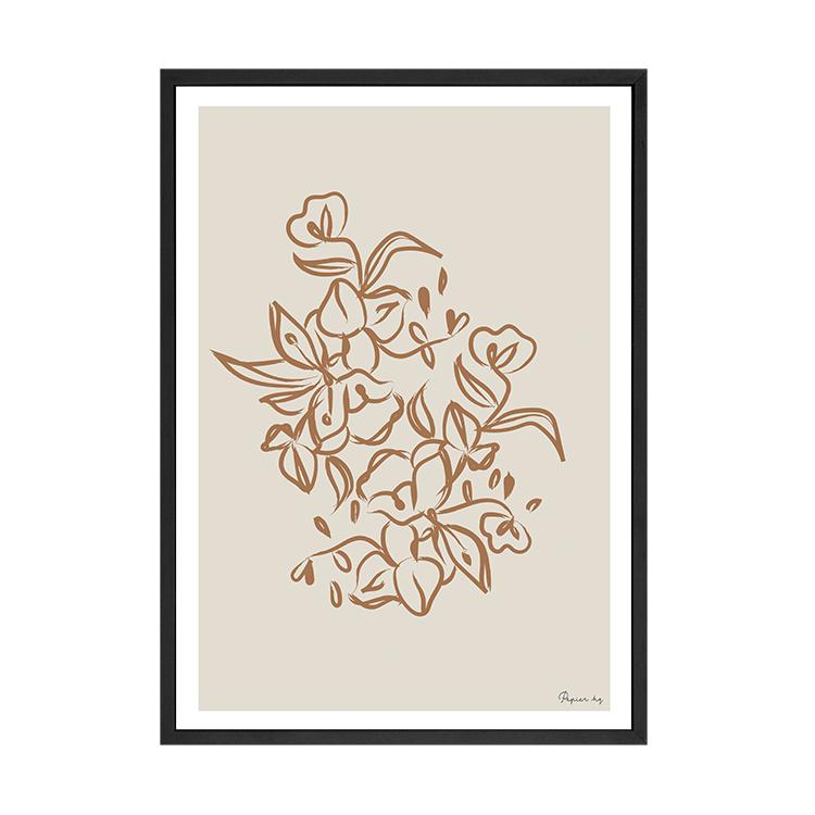 Painted Flower print in a black frame, alternate view
