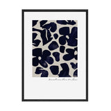 A black and white framed print with a floral pattern, called the PAPIER HQ | GUCCI FLOWER MARKET PRINT NAVY by Art Prints.