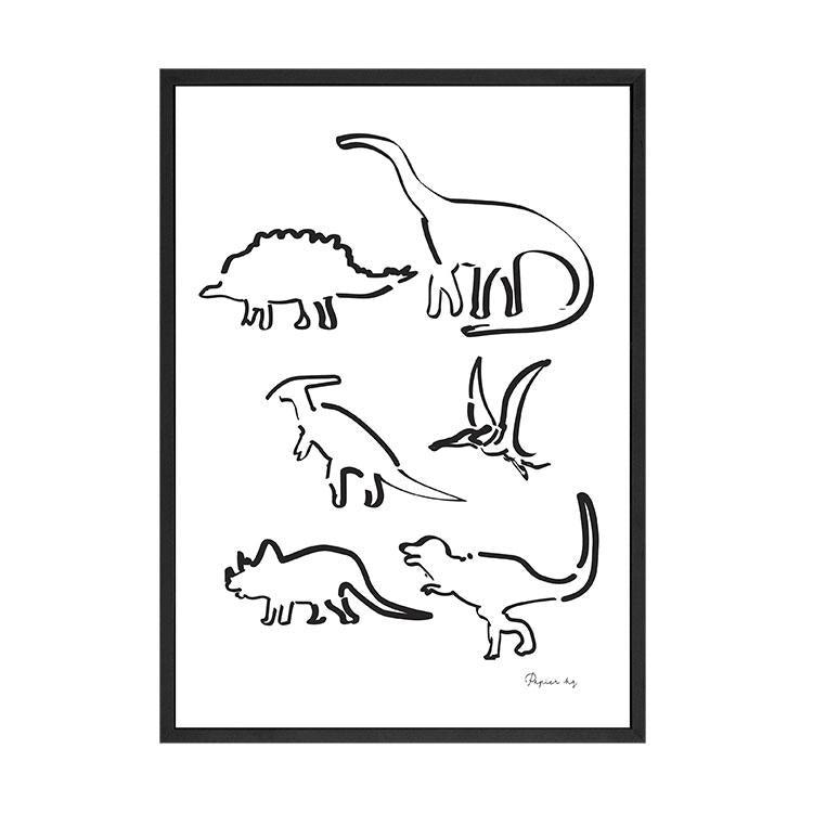 Dinosaur print in a black frame