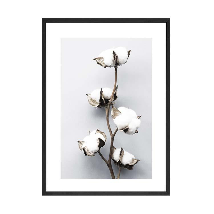 Cotton Flower print in a black frame, A1 mockup