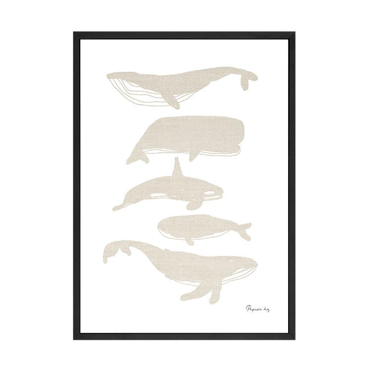 Whales print in a black frame