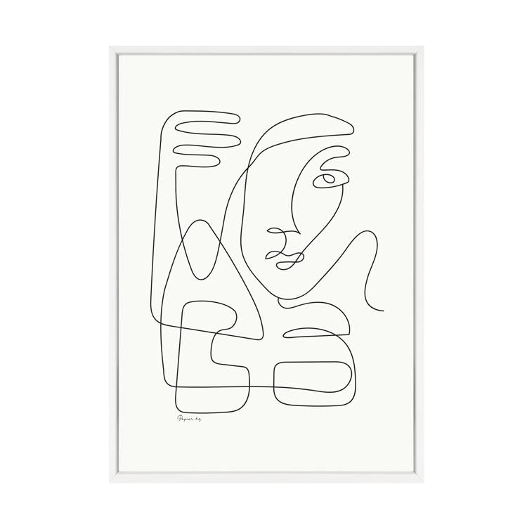 Abstract Faces print in a white frame, second view