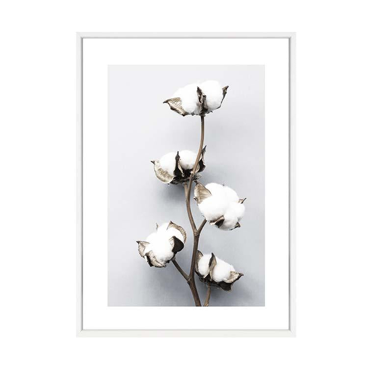 Cotton Flower print in a white frame, A1 mockup