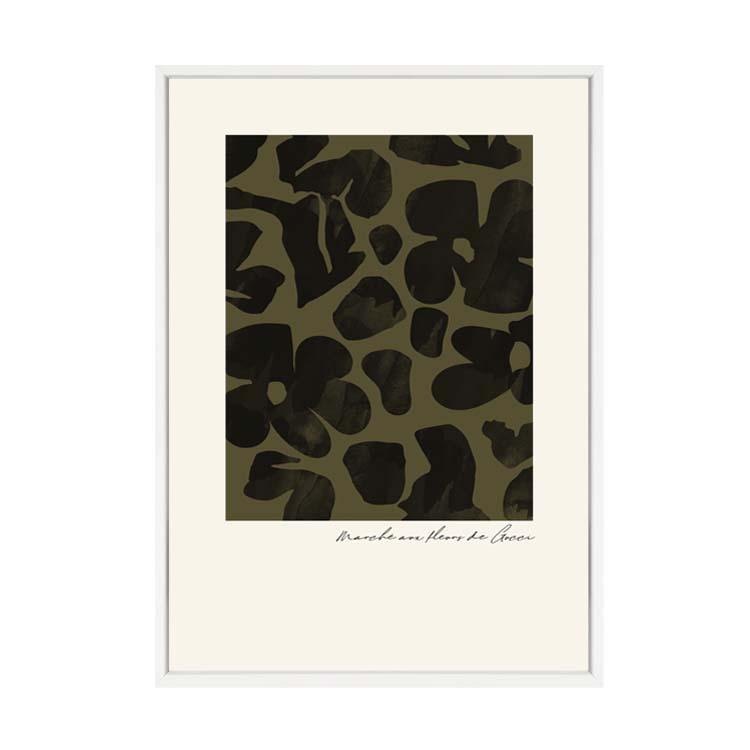 Flower Market Khaki print in a white frame, second view