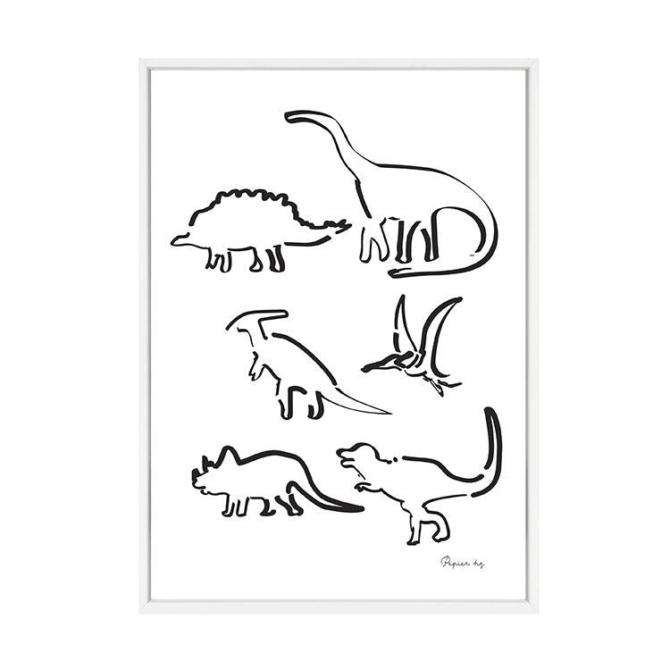 Dinosaur print in a white frame