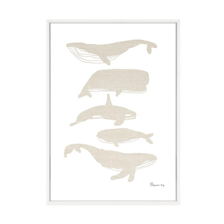 Whales print in a white frame