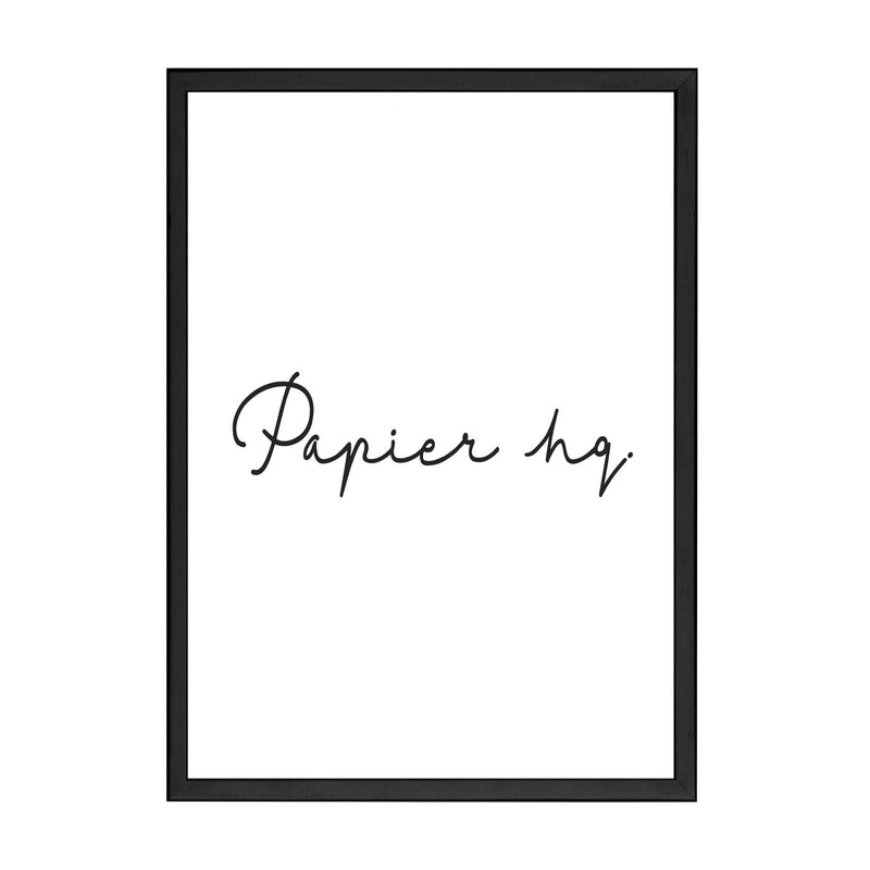 A black and white framed print with the word "paper" by Art Prints.