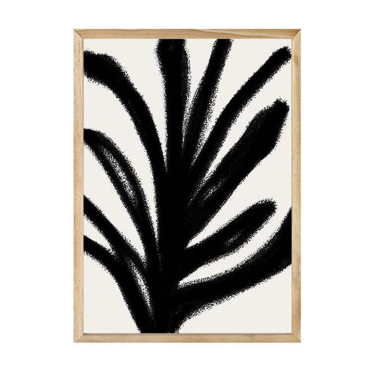 Abstract Leaf print in a natural timber frame, A2 mockup