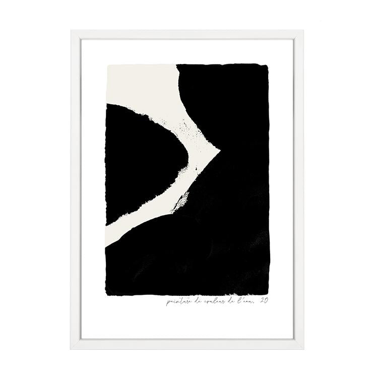 An abstract PAPIER HQ | INK PRINT BLACK delivered in an Art Prints framed frame.