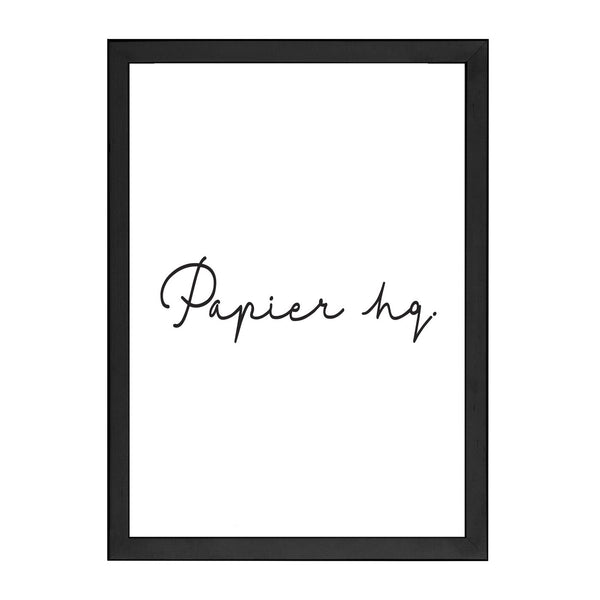 A black and white framed print with the word paper hy, perfect for packaging, from Art Prints' BLACK EMPTY FRAME.