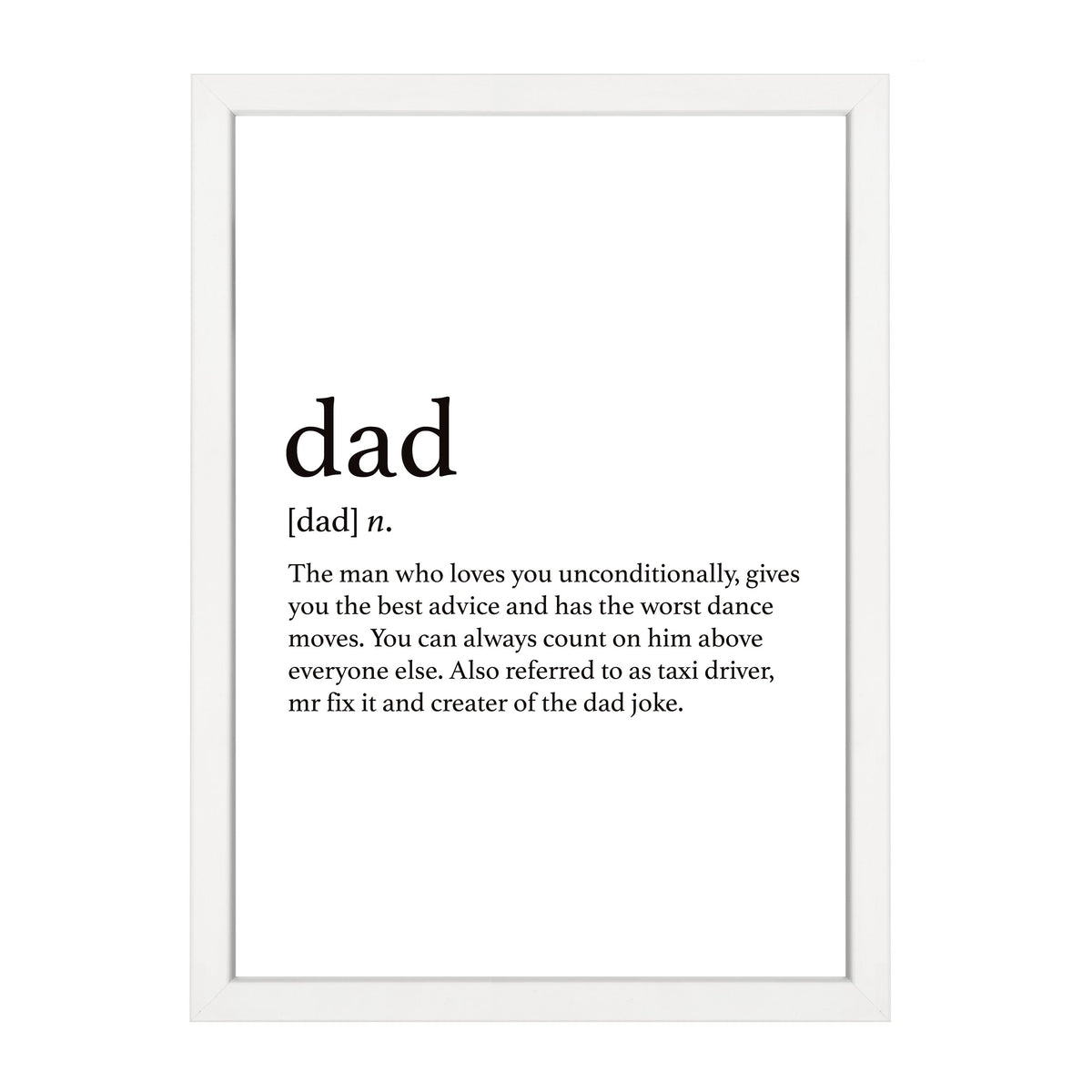 Heartfelt Dad typographic wall art print by Papier HQ framed in white