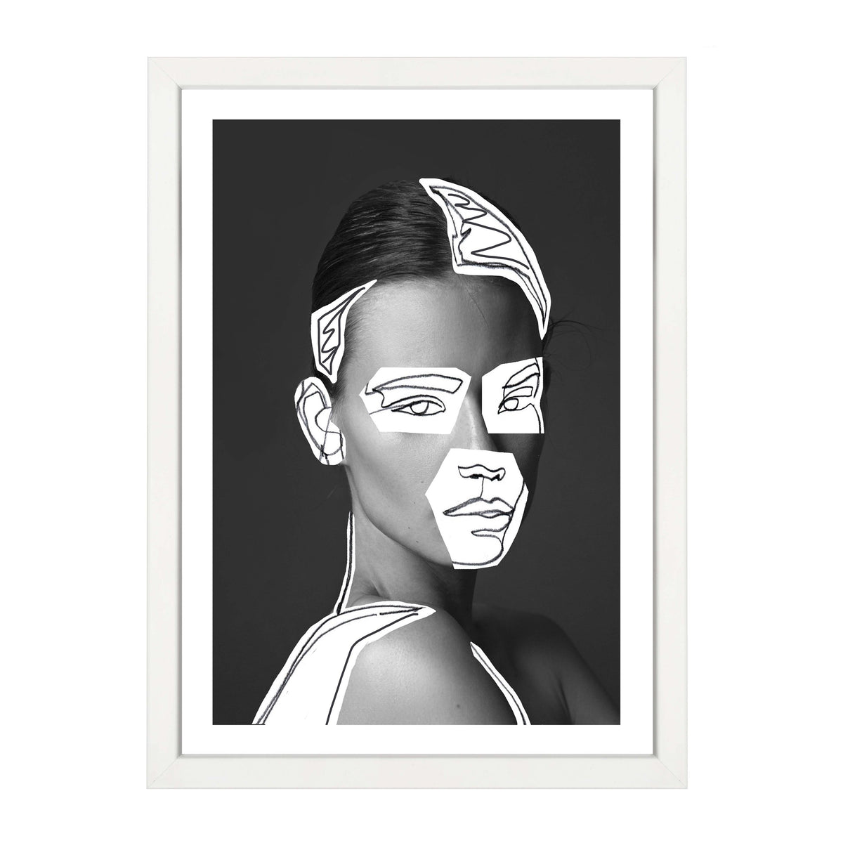 Abstract untitled wall art print by Papier HQ framed in white