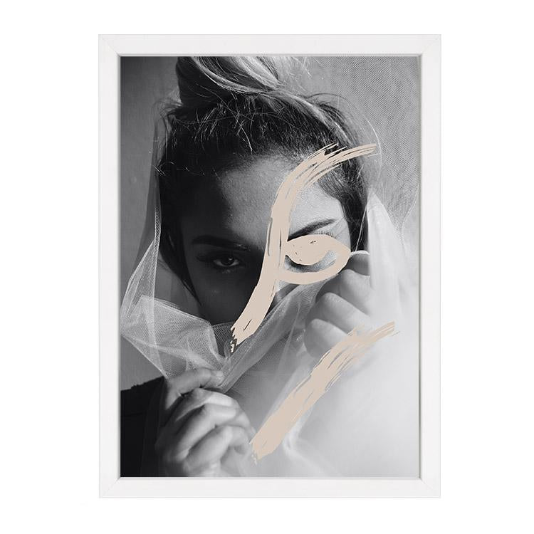 Soft portrait style Bella wall art print by Papier HQ framed in white