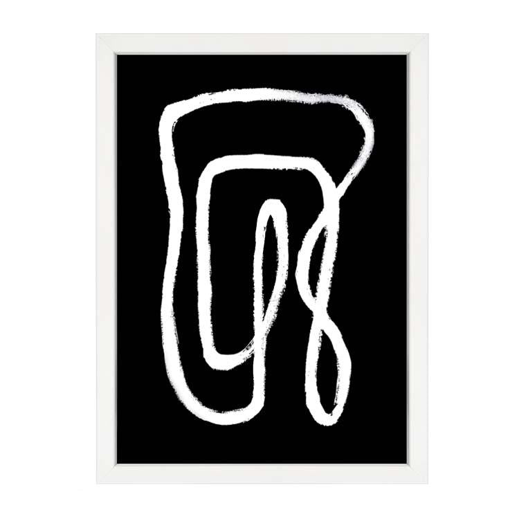Linked typographic wall art print in black by Papier HQ framed in white