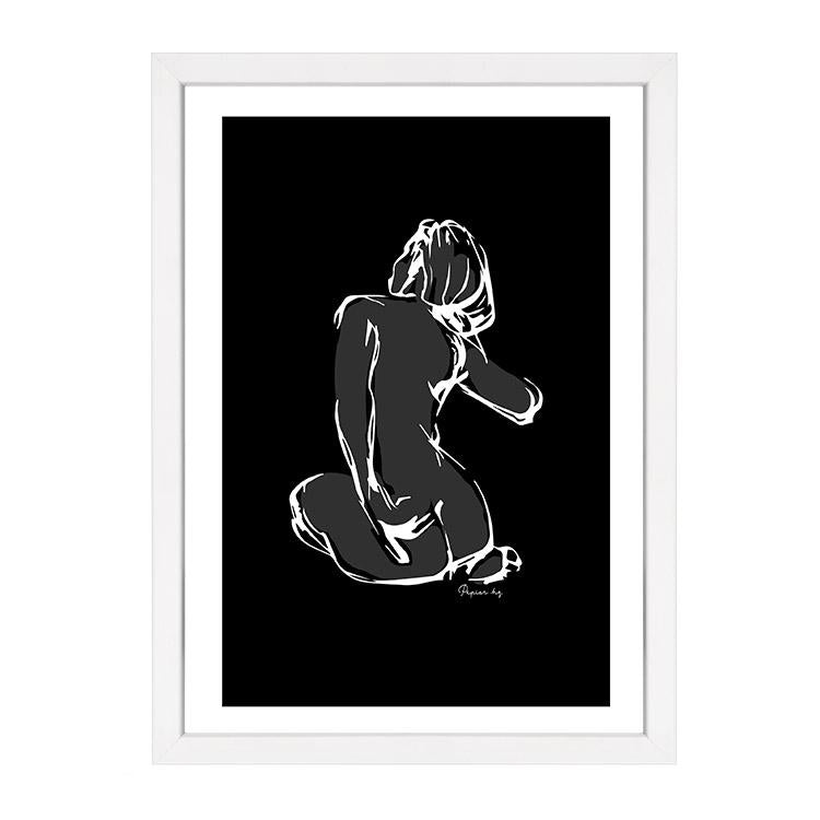 Young and Restless typographic wall art print in black by Papier HQ framed in white
