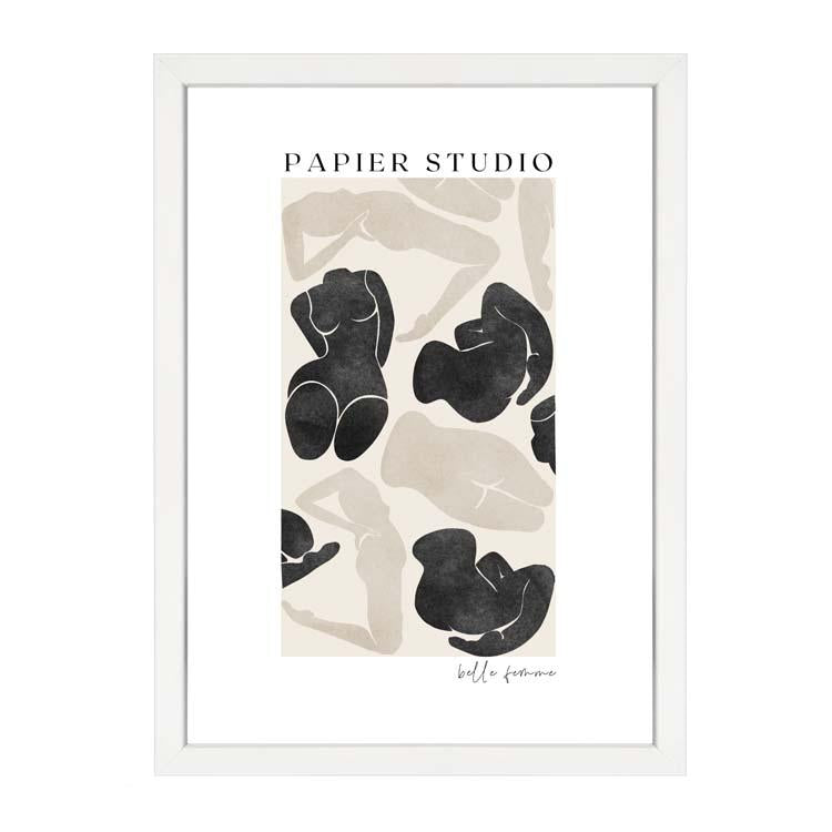 Belle Femme portrait style wall art print by Papier HQ framed in white