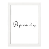 A Art Prints white framed print with the word paper hy on it, perfect for adding a touch of elegance to your space.