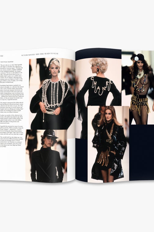 Open spread of Chanel Catwalk showing embellished black runway looks