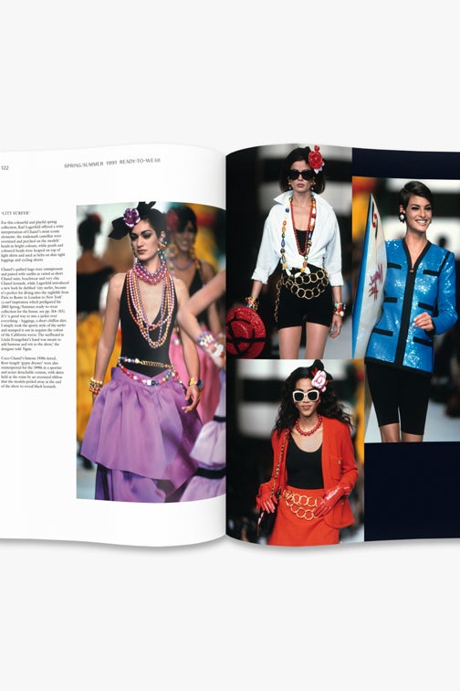 Open spread of Chanel Catwalk with colourful runway looks and hats