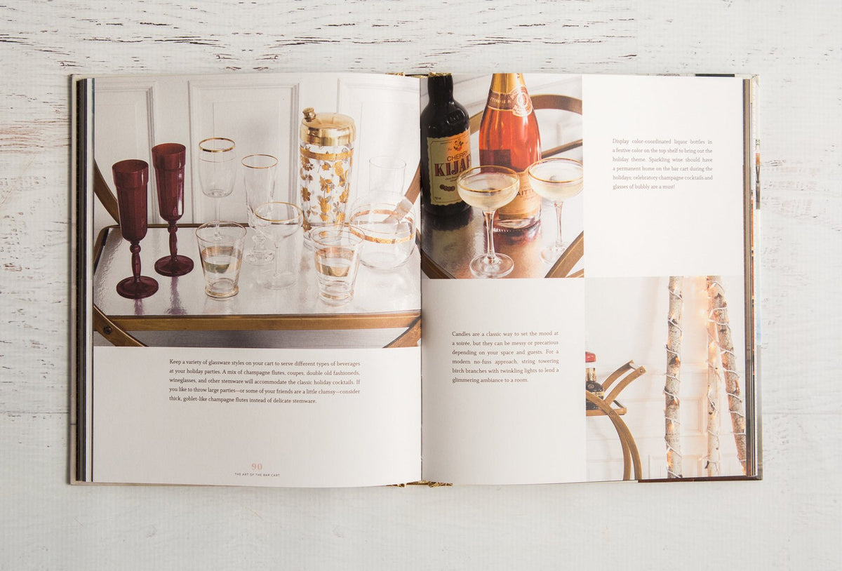 Art of the Bar Cart page spread showing a cocktail recipe