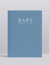 A Baby Journal in Blue with the brand name Write To Me on it.