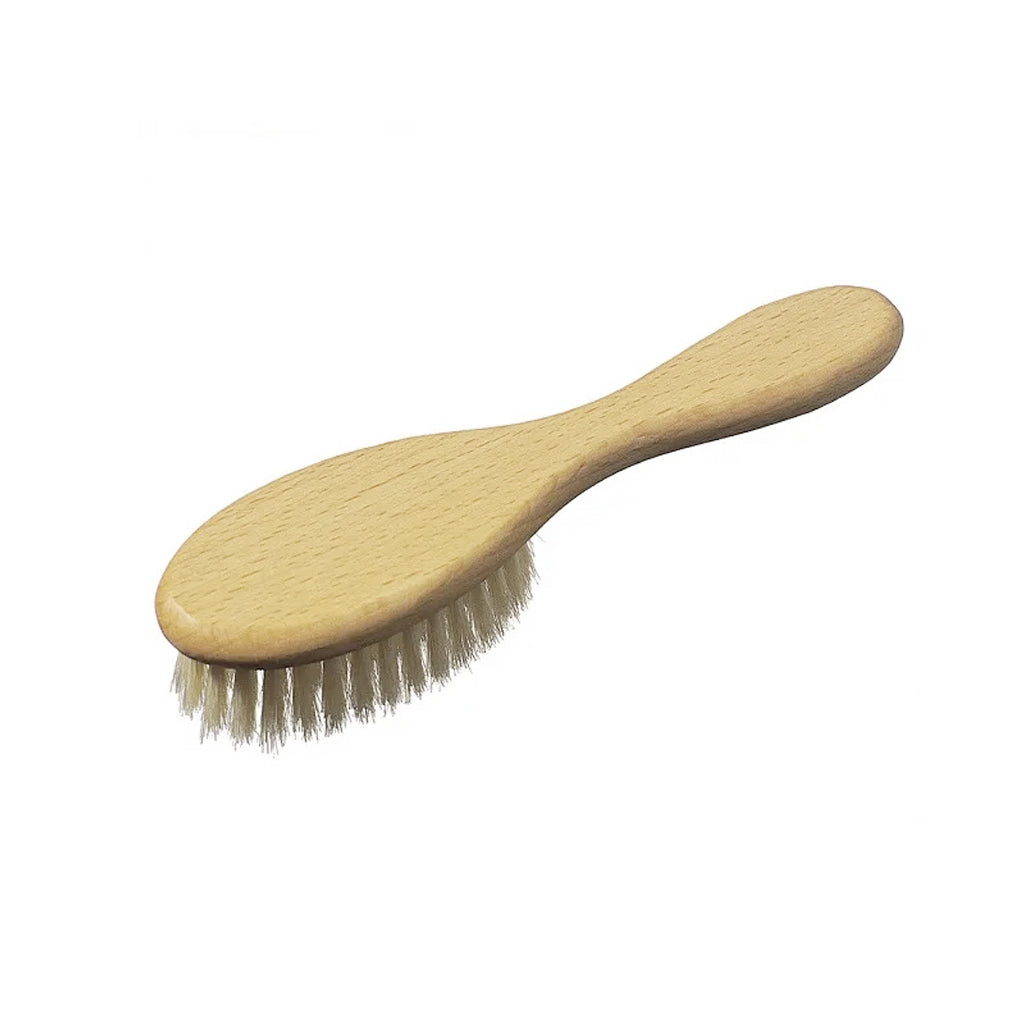 Beechwood baby brush with soft natural bristles, on white