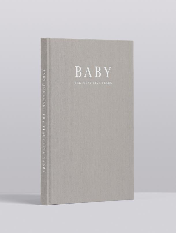 A Grey Baby Journal for writing about your little one's journey from birth to five years.