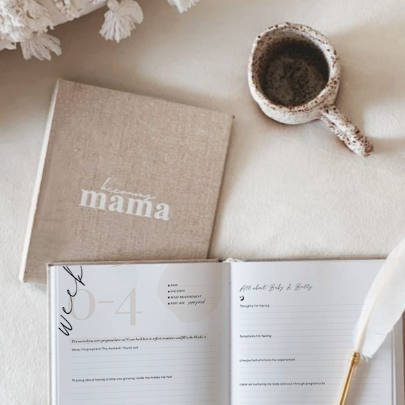 A Becoming MAMA - A Pregnancy Journal by AXEL & ASH, the perfect gift for mamas-to-be to document their journey in this beautifully designed baby journal.