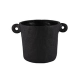 A limited edition Side Handle Cement Planter - Black / White by Bovi Home on a white background.