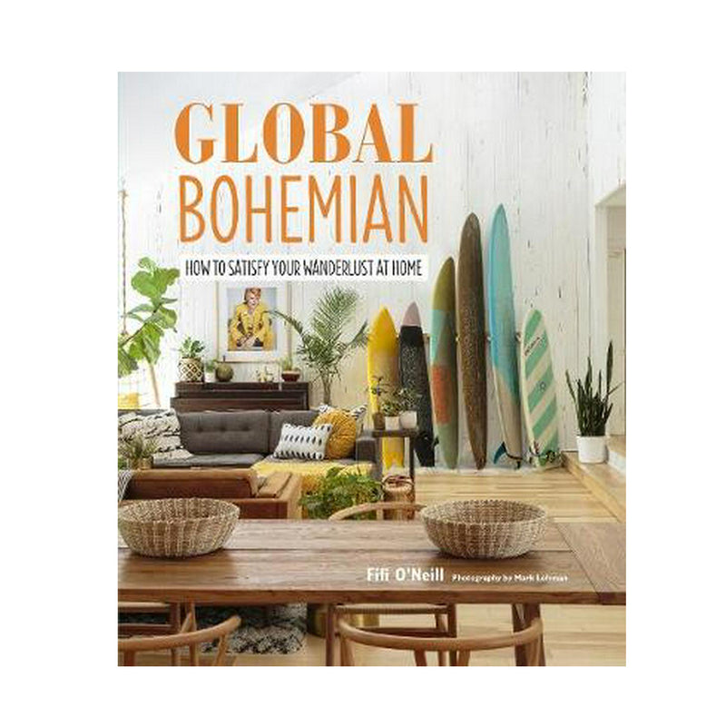 The brand Books, specifically their product "Global Bohemian," explores the art of decorating in bohemian style, embracing self-expression through unique and eclectic design choices.