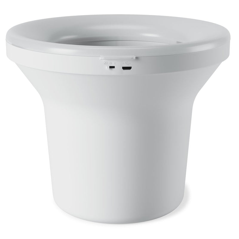 A white ORA Illuminated Planter with an Umbra lid.