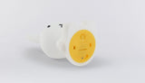 A white and yellow Miffy Bundle of Light plug with a yellow handle by Mr Maria.