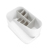 A white Umbra Glam Cosmetic Organizer with several makeup storage compartments.