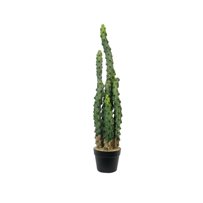 An Artificial Flora Cactus Potted 81cm in a black pot on a white background.