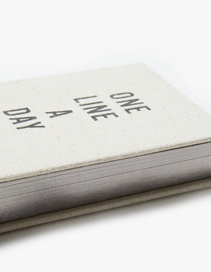 Close-up of the linen-bound One Line a Day five-year journal cover