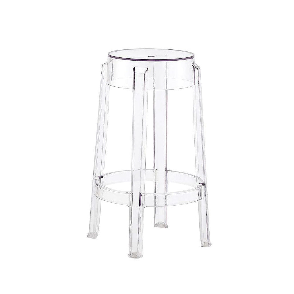 Clear acrylic Casper Bar Stool 75cm tall, ghost-style silhouette