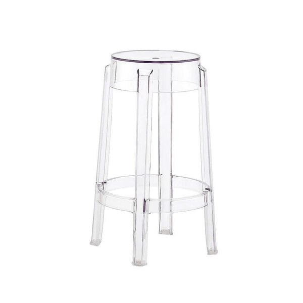 Clear acrylic Casper Bar Stool 75cm tall, ghost-style silhouette