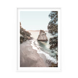 An Art Prints framed print of the Cathedral Cove, Coromandel, New Zealand beach scene, available for delivery.