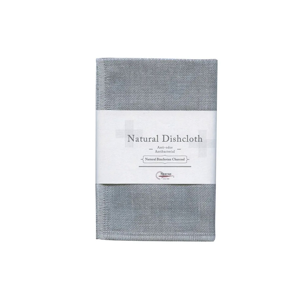 Nawrap Natural Dishcloth in Charcoal grey in its paper band on white