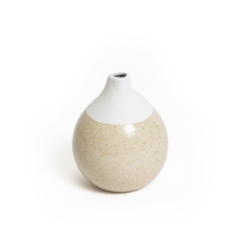 A small beige CHARLIE VASE from the Ned Collections range, on a white background.