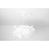 White Cloud Pendant paper lamp shade suspended in a minimal white room with a diffused glow