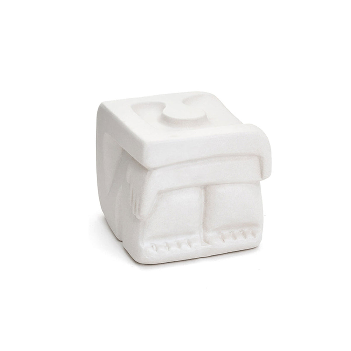 Traynor Cubic Ceramic Sculpture in white, stacked softened block forms on white