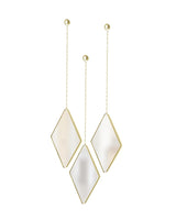 Three Dima Mirrors - Brass hanging from chains on a white background. (Brand: Umbra)