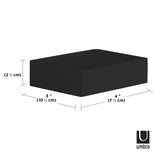A black square box showcasing the Umbra Set (3) Showcase Shelves - Black range.