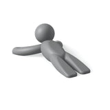 A 3D model of a Buddy Doorstop Charcoal by Umbra laying down on a white background.