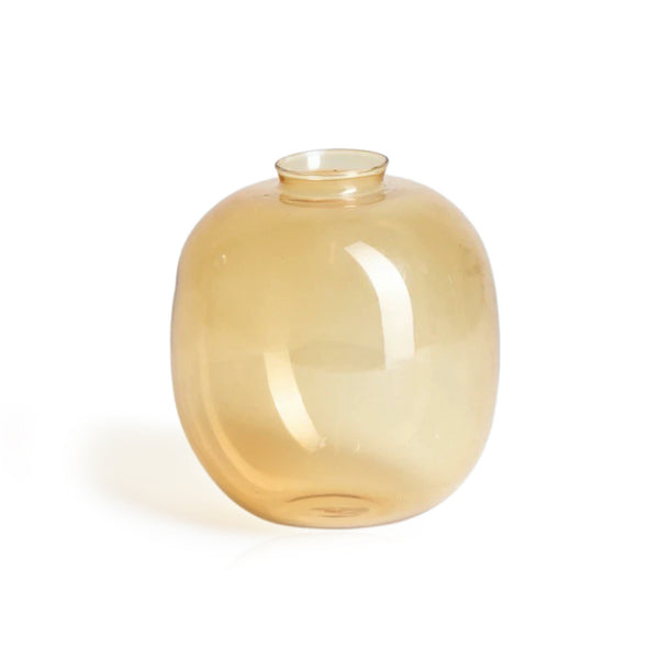 A yellow Donny Vase from Ned Collections on a white surface.